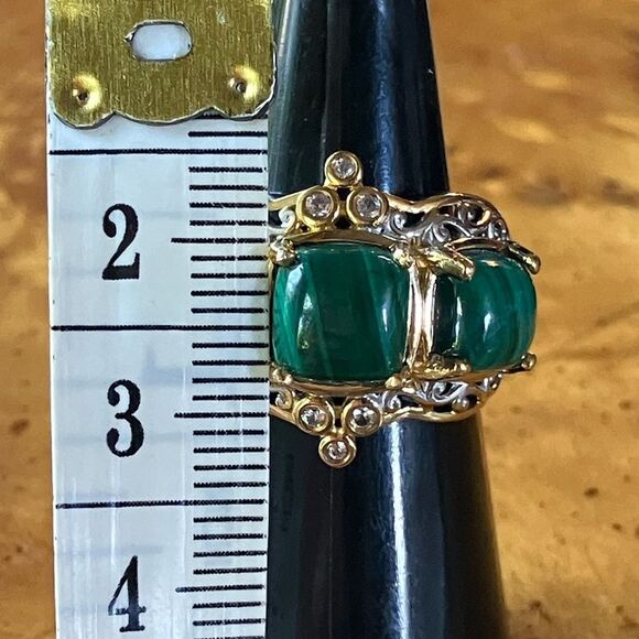 Natural Malachite Sterling Silver Ring - Picture 7 of 9